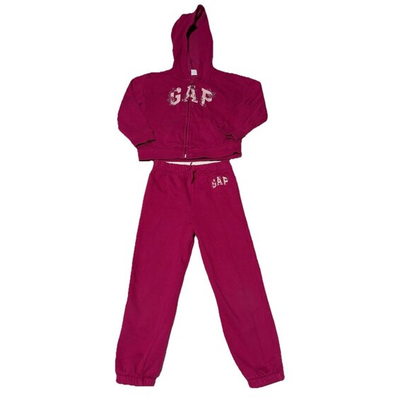 Baby GAP Pink Hoodie Jogger Sweatpants Set Girls 5 Years - Picture 2 of 7